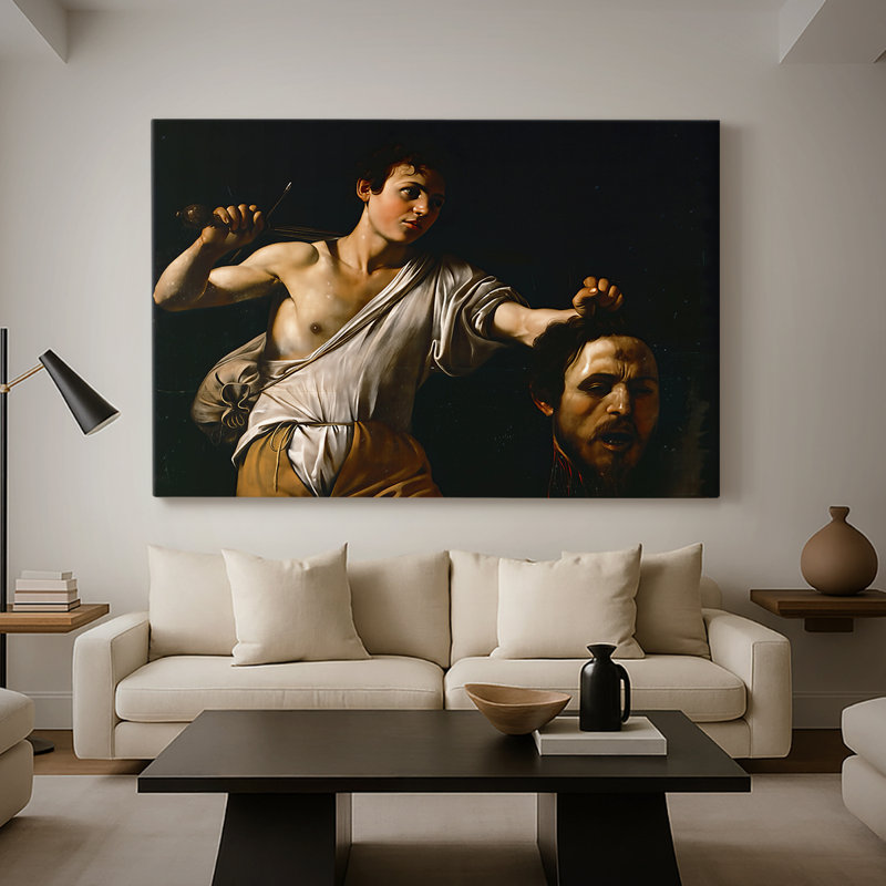 David avec la tête de Goliath (version de Vienne) - Toile tendue Caravaggio-Gallery - c. 1607, 32 x 48