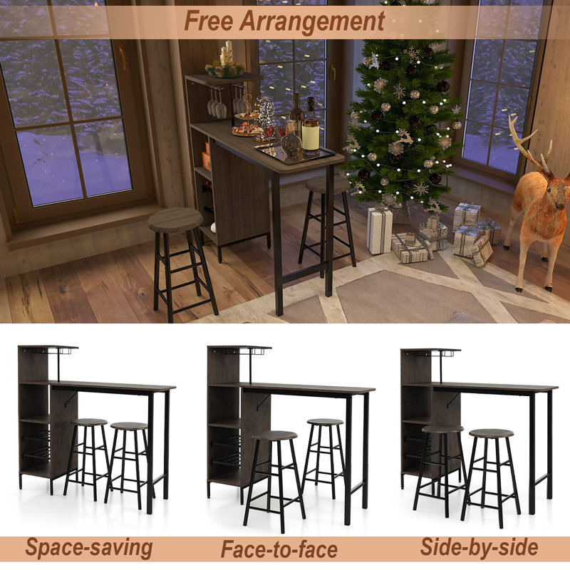 40cm Bar Set, Brown/Black