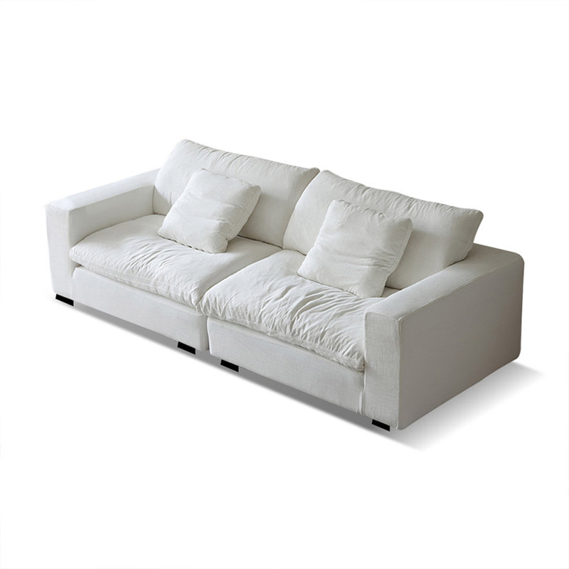 Coussin modulaire blanc en polyester, 3, 25.59" H x 102.36" W x 44.88" D