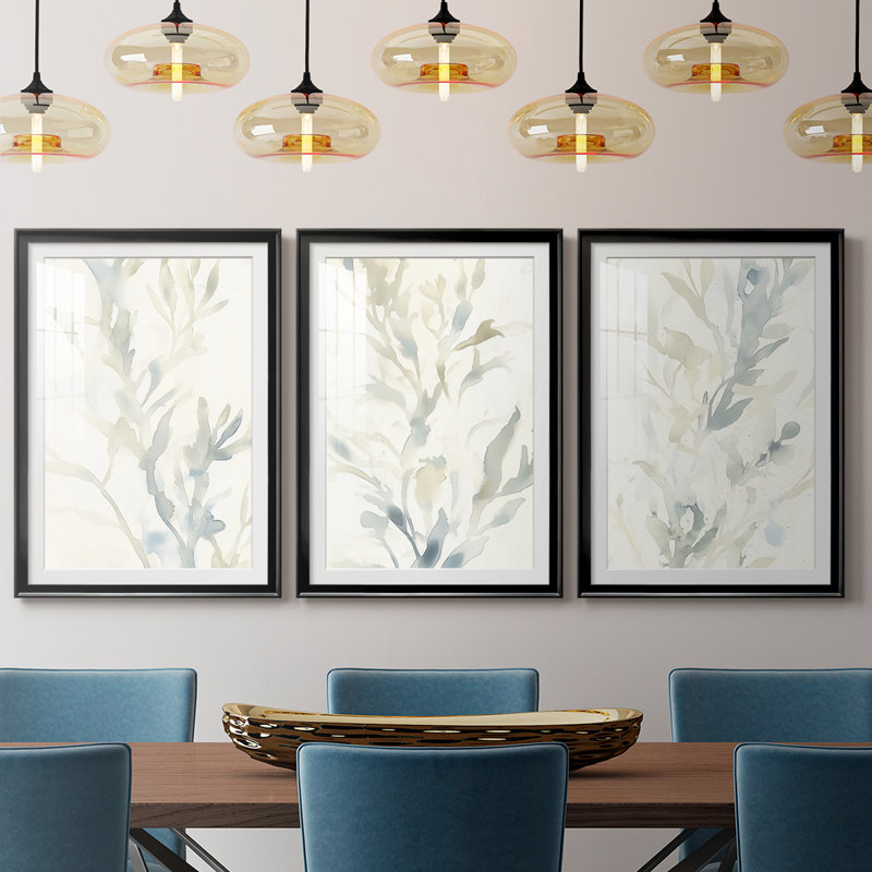 FLORAL Series DCxxxxi - Impression encadrée sur mesure de qualité supérieure - 3 pièces, H 21 po x l 30 po, Noir