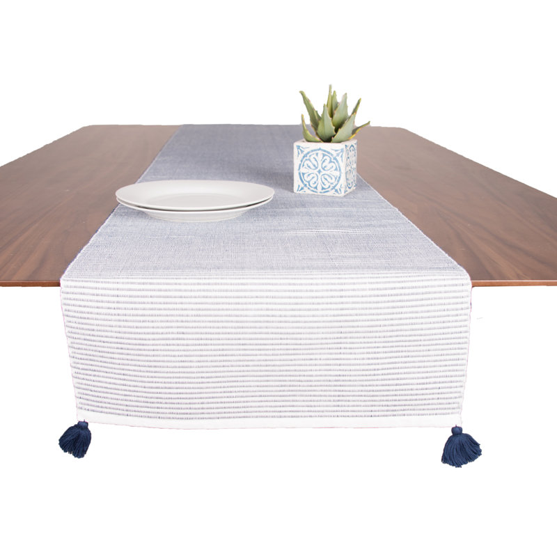 Broder Bree Cotton Table Runner, Navy