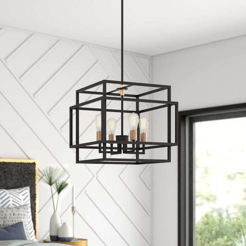 Lustre carré / rectangulaire à 4 lumières de style bougie Taubert