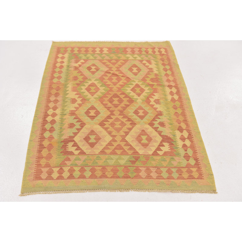 Tapis de zone en laine ivoire 3 pi 2 po x 4 pi 10 po one-of-kind main-noué la new age Elland