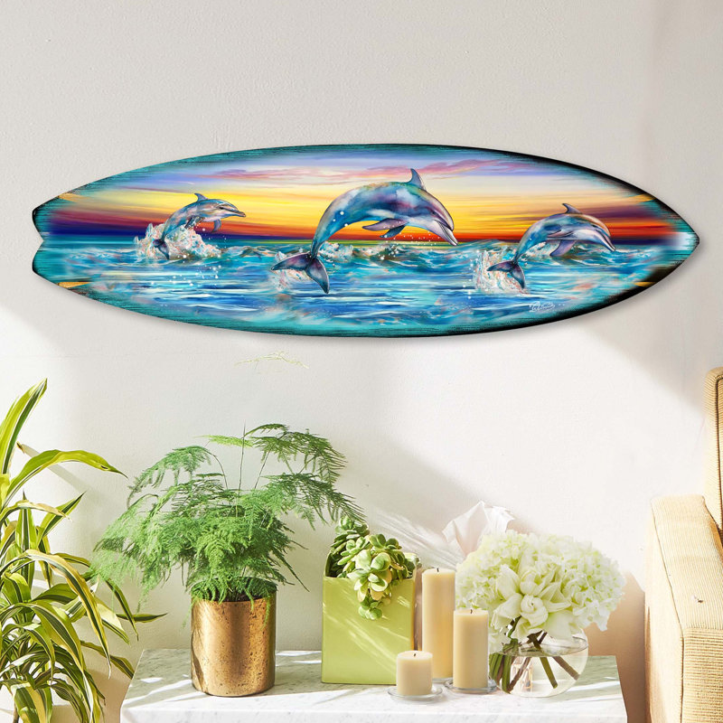 Décoration murale planche de surf, H 10 po x l 36 po x P 1 po