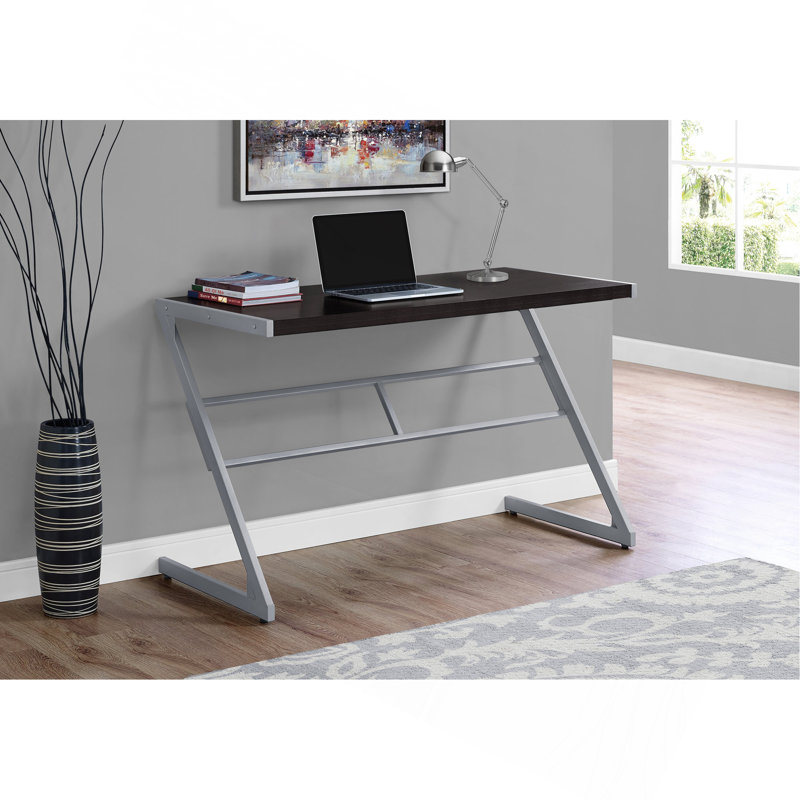 Computer Desk, Home Office, Laptop, 48"L, Work, Laminate,  Metal, Contemporary, Gray, Espresso