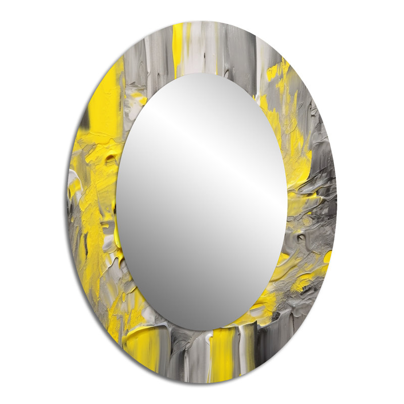 Miroir mural jaune moutarde et gris vif IV, 40 po x 30 po