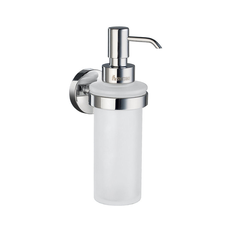 Pompe à savon murale et verre givré Home , Chrome poli