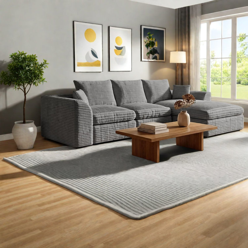 Compression Cloud Sofas, 102 Inch Corduroy Modern Sectional For Home