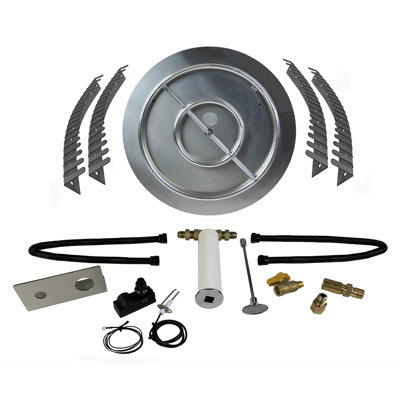 Stainless Steel Fire Pit Burner Pan & Ring Pro Kit for Liquid Propane upto 250,000 BTU