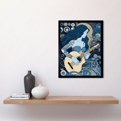 Aamira Woman With Sleeve Tattoo Playing Guitar Music - Single Picture Frame Print