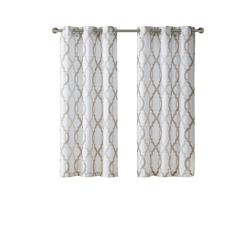 Paire de rideaux semi-transparents avec œillets , Taupe, l 38 po x L 96 po