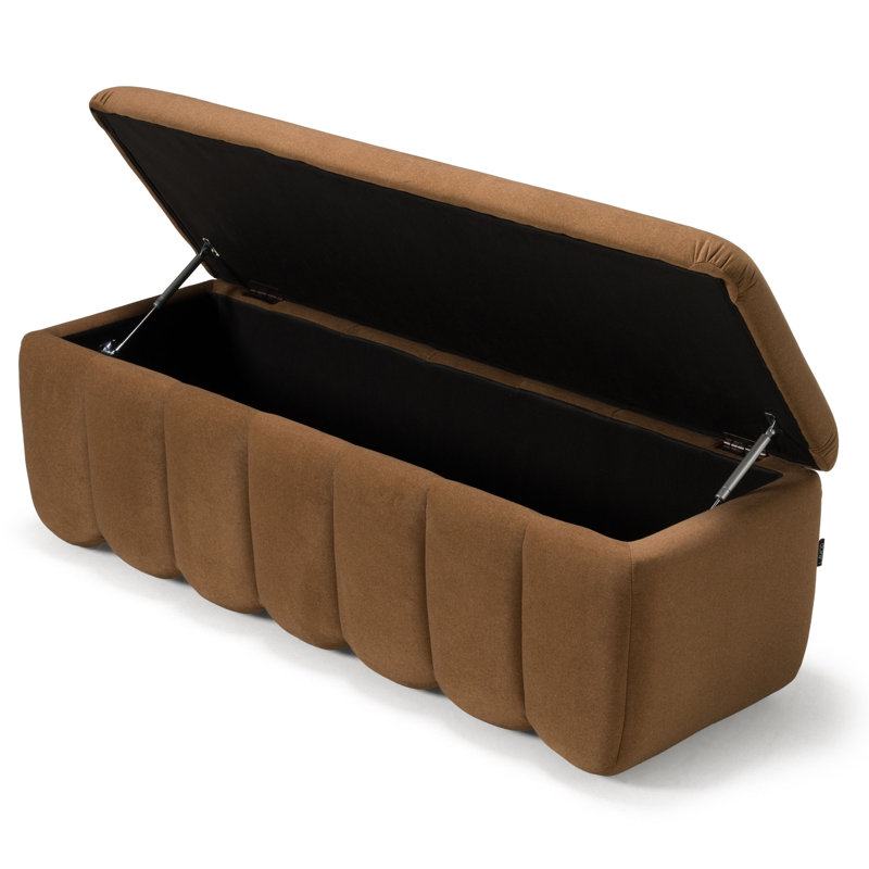 Claverton - Banc en tissu brun moderne avec rangement, Brun
