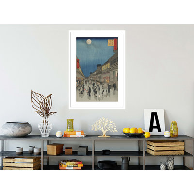 Night View of Saruwaka-machi (Saruwaka-machi Yoru no Kei) No. 90 from One Hundred Famous Views of Edo by Utagawa Hiroshige -Framed Giclee Print