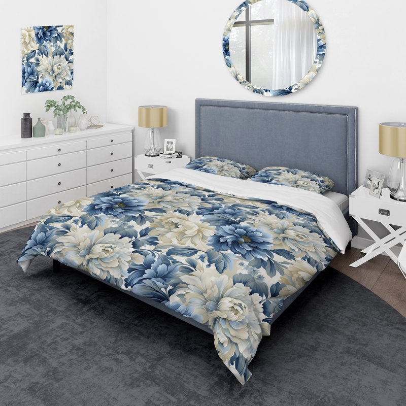 Coastal Tranquility Victorian Pattern VII - Ensemble de housse de couette à motif floral