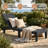 74.56"L Adjustable Outdoor Resin Chaise Lounge Chair(Black)-297092499