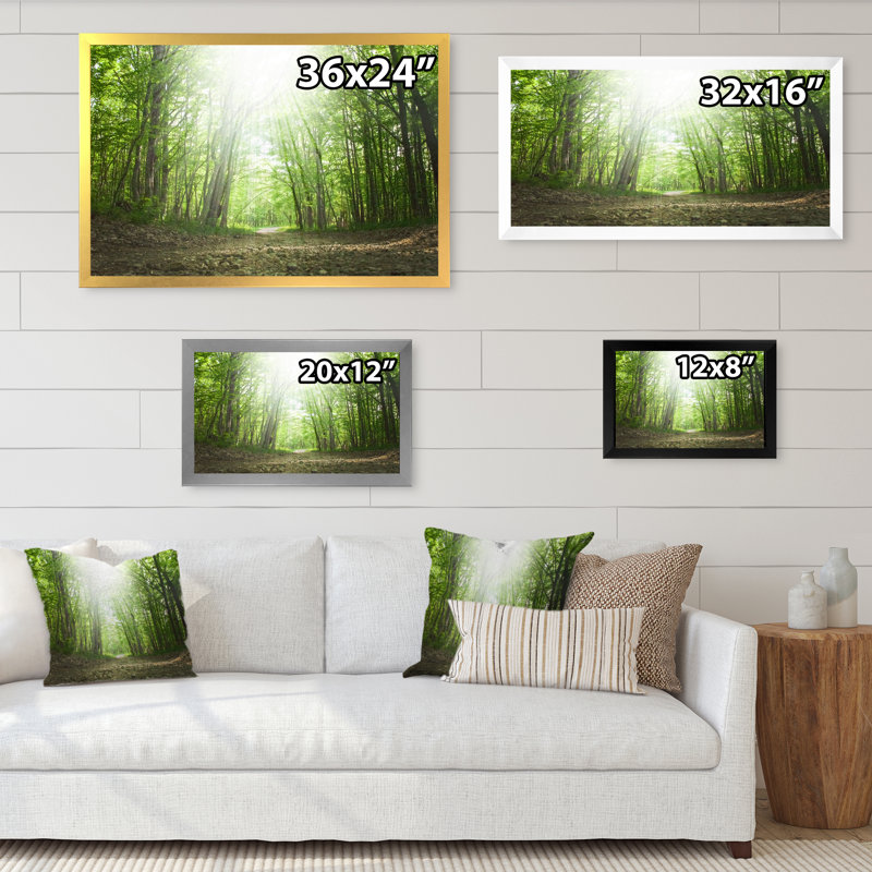 Printemps vert forêt - reproduction encadrée sur toile, Cadre noir, H 8 po x l 12 po x P 1 po