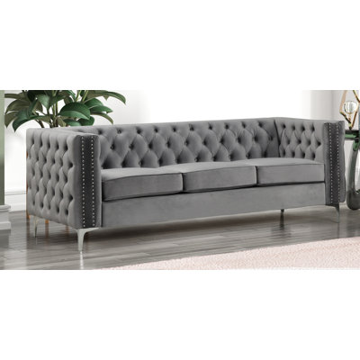 Pulaja 85'' Velvet Square Arm Sofa