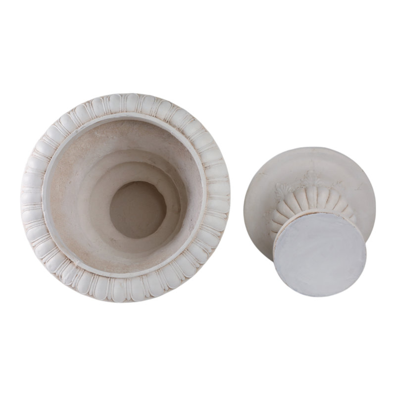Ensemble de pots à fleurs en magnésium et urne avec design classique d'intérieur / extérieur de 2 à 20 po, ivoire 15 po