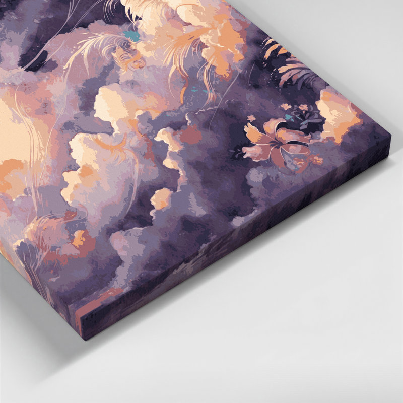 Art mural sur toile hawaïenne avec nuage rose, H 12 po x l 18 po
