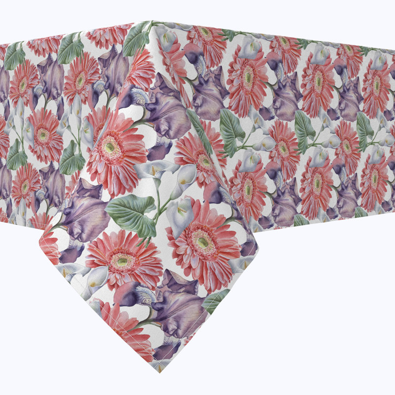 Rectangular Tablecloth, 100% Cotton, Floral 201, 104" x 60"