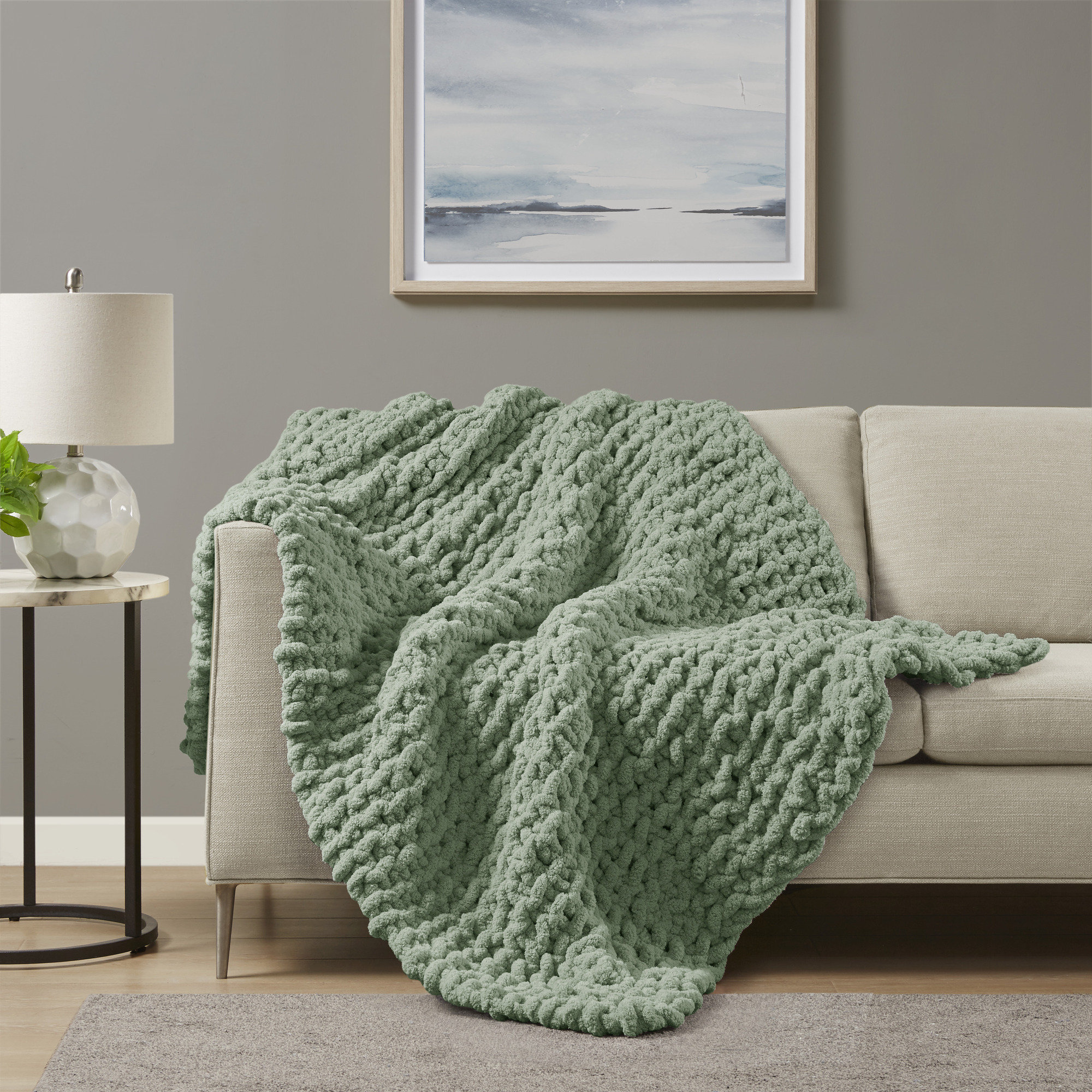 Madison Park Chenille Chunky Knit Luxurious Soft Handmade Throw & Reviews | Wayfair