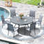 Ensemble de salle à manger de patio 6 personnes avec chaises empilables en polyester enduit de PVC-705722283