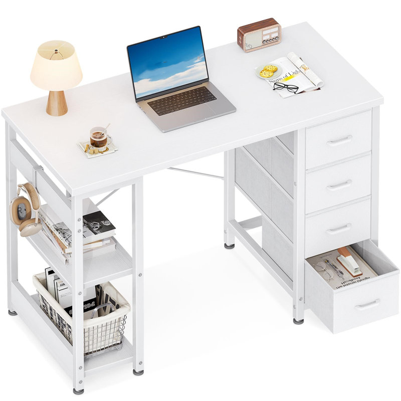 Metal Base Computer Desk, White