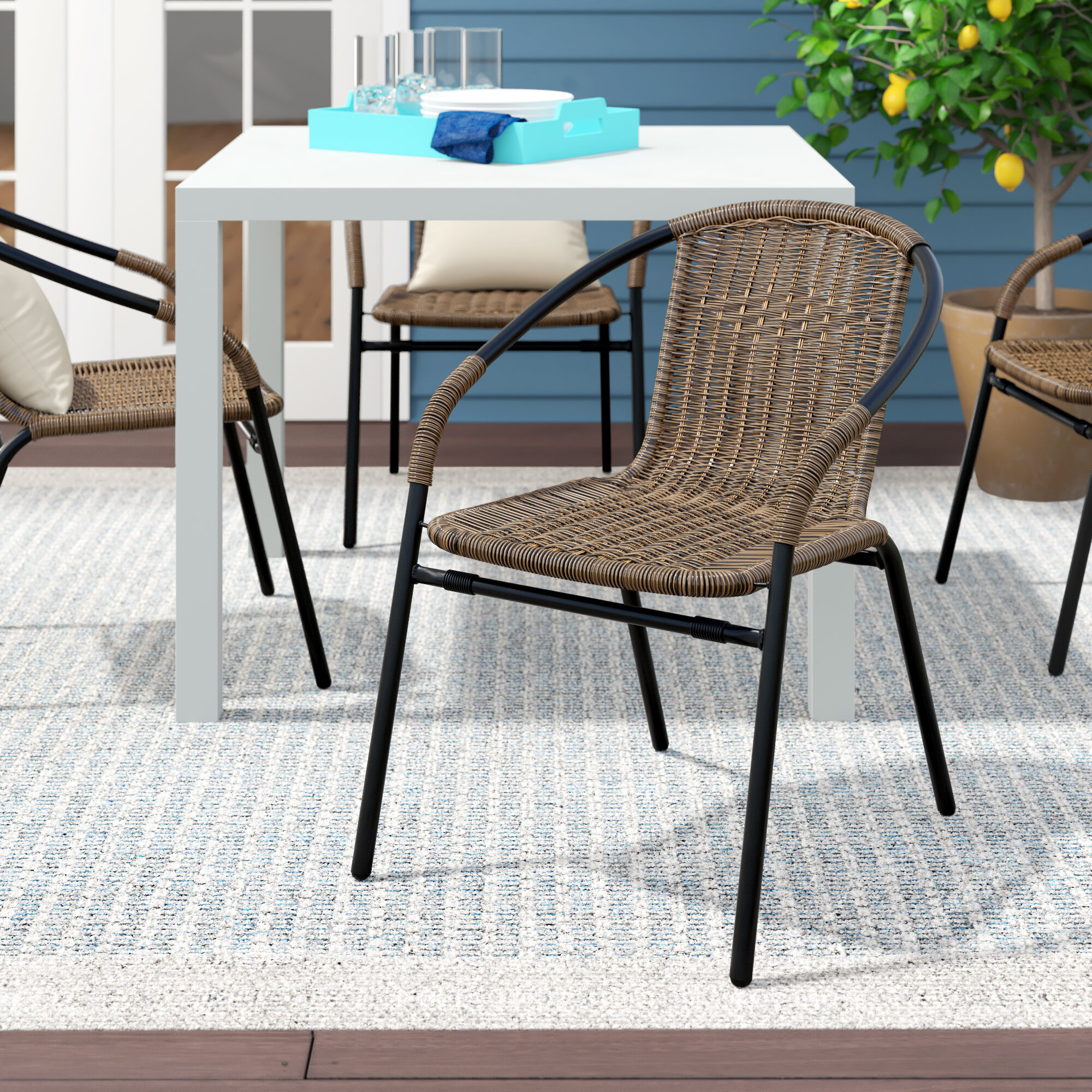 Pineville rattan stacking 2024 patio dining chair