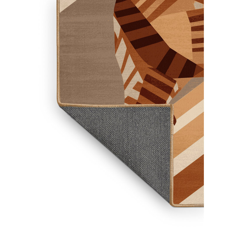 Tapis moelleux moelleux à motif géométrique moderne moelleux brun Aidyn, 4 x 6