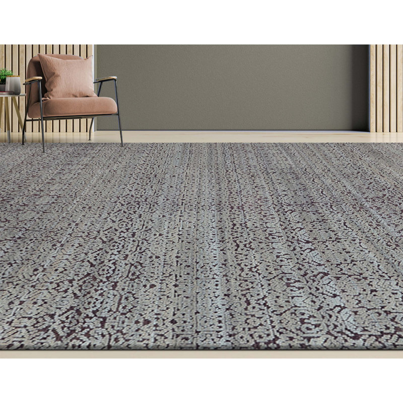 Wool Moroccan Area Rug in Purple, Rectangle 8' x 10'