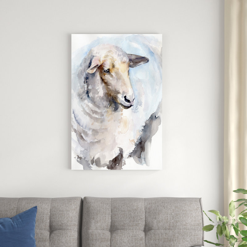 Aquarelle de moutons I, H 36 po x l 24 po