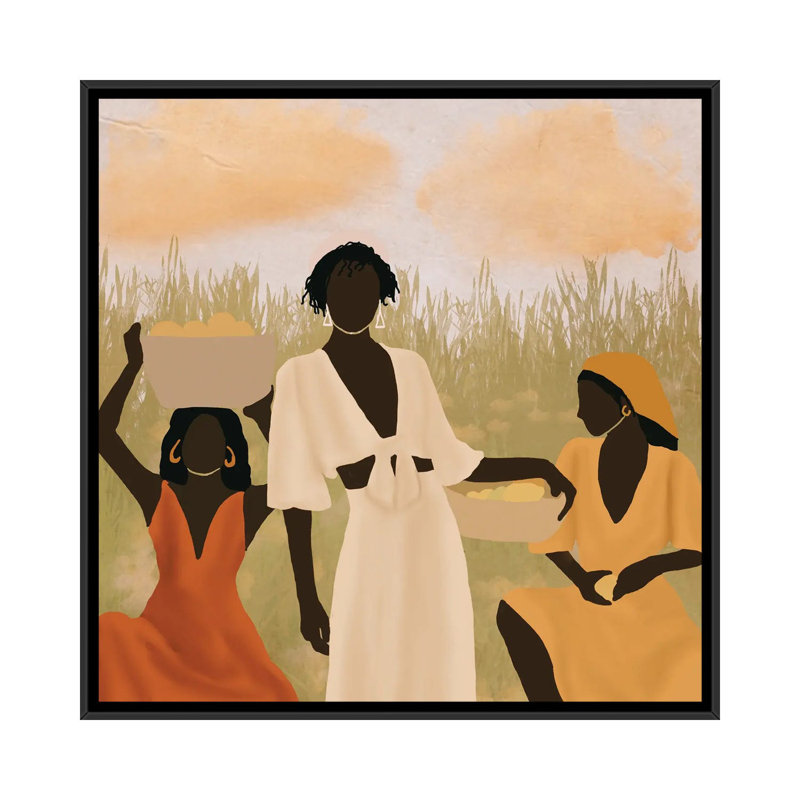 Reproduction d'art graphique sur toile, "Lemon cueillette" par Sarah Dahir, Toile avec cadre noir
