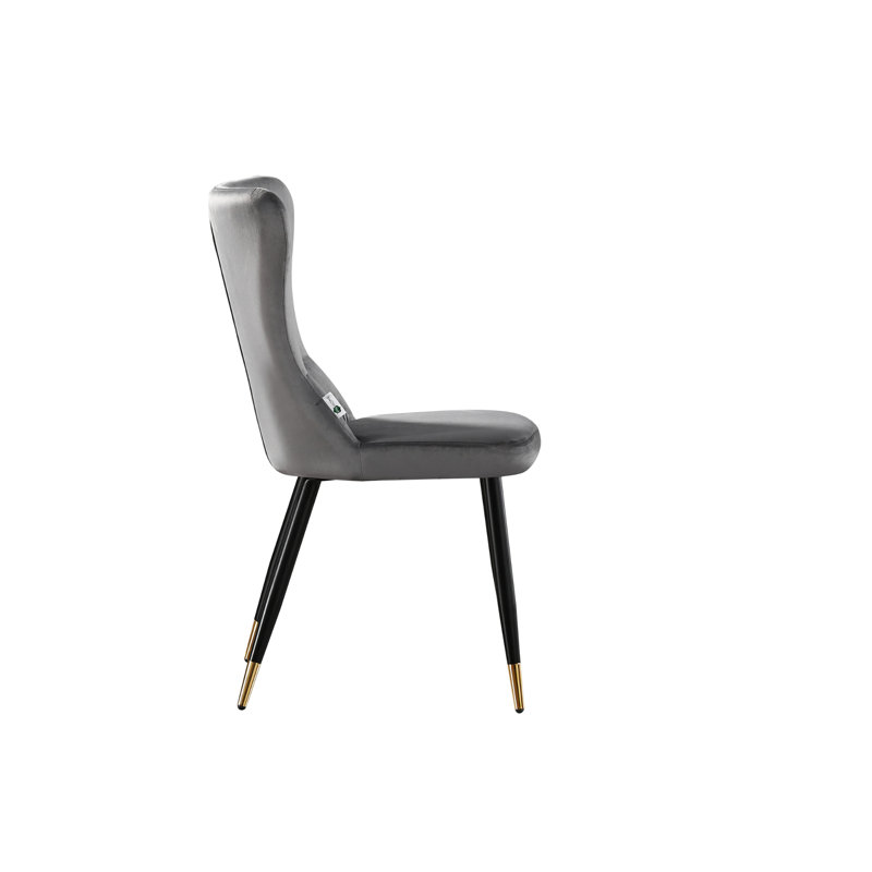 Hartshorne Upholstered Dining Chair, Black/Gold, Grey, 6