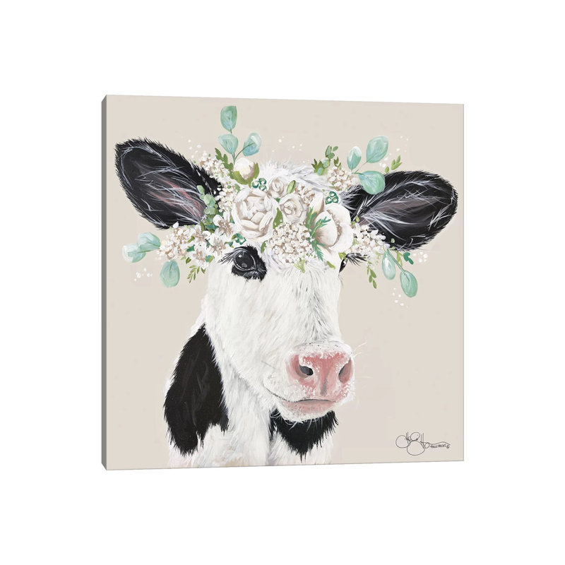 Patience The Cow by Hollihocks Art - Wrapped Canvas Painting, 30.48 cm H x 30.48 cm W