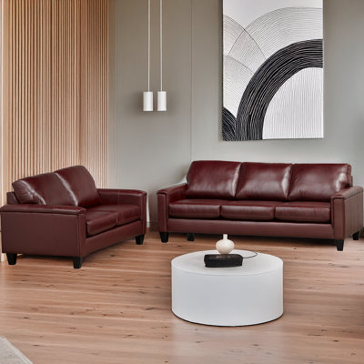 Deboer 2 Piece Genuine Leather Living Room Set