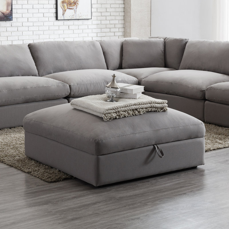 Haruyoshi Upholstered Ottoman, Graphite Polyester Blend