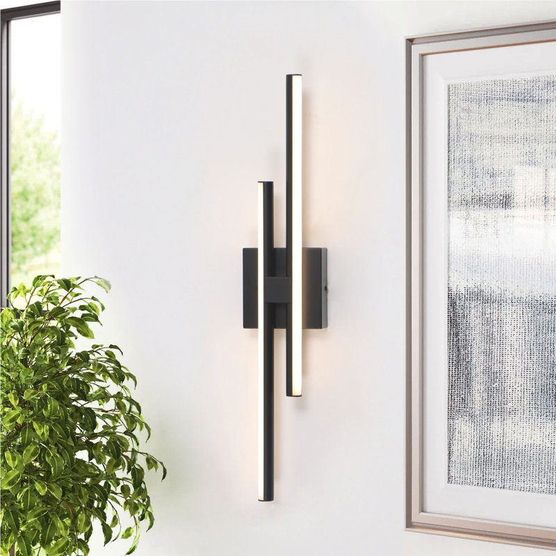 Keyli 2-Light 24 Inch LED Vanity Light Bath Bar Dimmable Linear Wall Sconces, Matte Black
