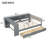 Wood Platform Bed With Storage Shelves, Drawers, Charging Station And Upholstered Headboard-1245799059-1245799058