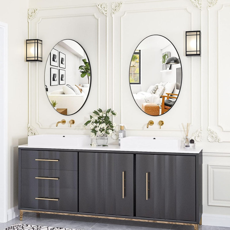 Aluminum Flat Wall Mirror, 38" x 26"