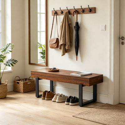 Banc en bois de couleur espresso, banc de salle à manger d'intérieur de style ferme, banc à chaussures moderne pour entrée, meuble polyvalent pour chambre, pied de lit, cuisine, décoration intérieure
