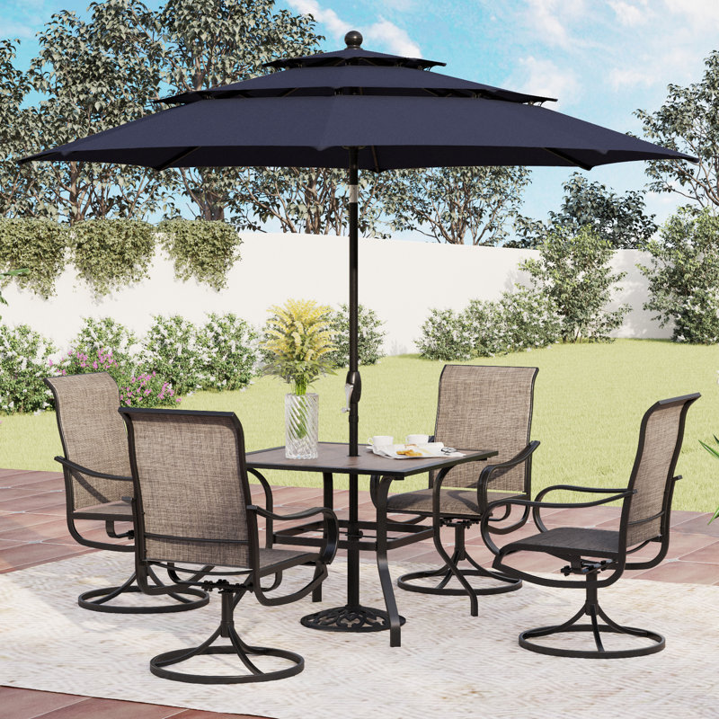 Alyah 4 - Person Patio Dining Set with Square Table