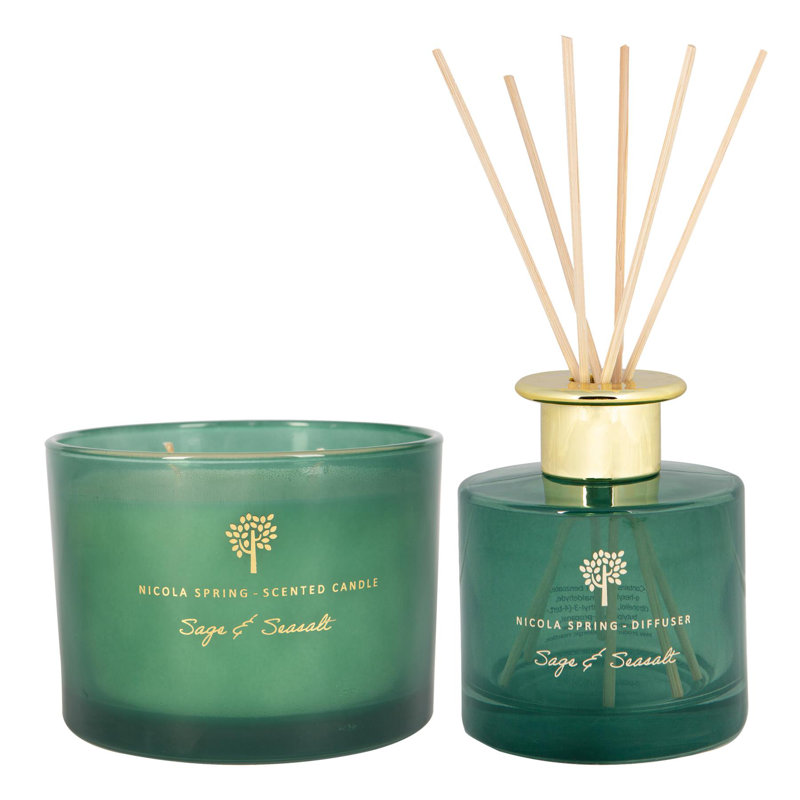 Nicola Spring - Scented Candle & Reed Diffuser - 350g - Sage & Seasalt