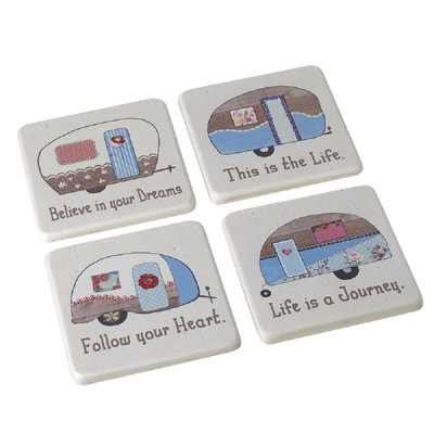 Ceramic Square 4 Piece Coaster Set