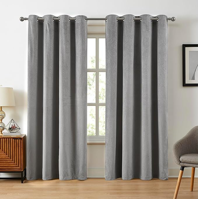 Matyson Velvet Room Darkening Curtain Pair, 54" W x 96" L, Silver