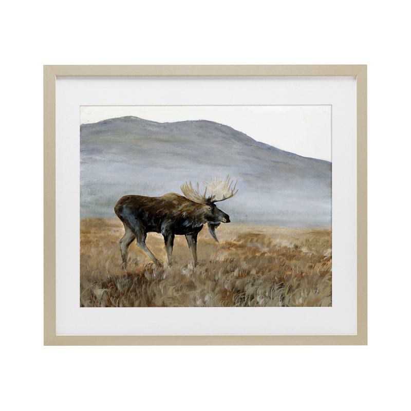 «Moose Wanderer Mountain Valley», reproduction encadrée sous verre, conception de Georgie Harrison, H 17 po x l 21 po