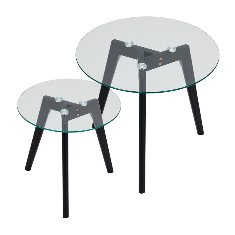 Ensemble de 2 tables gigognes modernes Ely, Noir