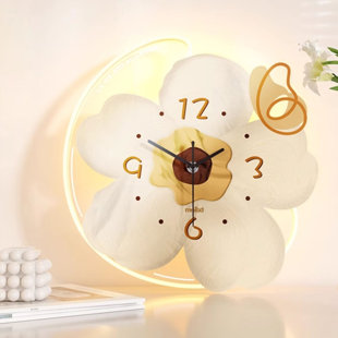 Cream Colored Flower Shaped Acrylic Wall Clock
