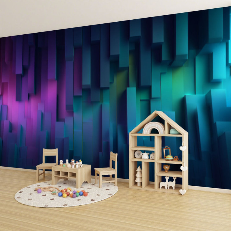 Murale auto-adhésive moderne pour la chambre à coucher avec motif immersif moderne à impression volumétrique L 69 po x l 96 po Peel and Stick