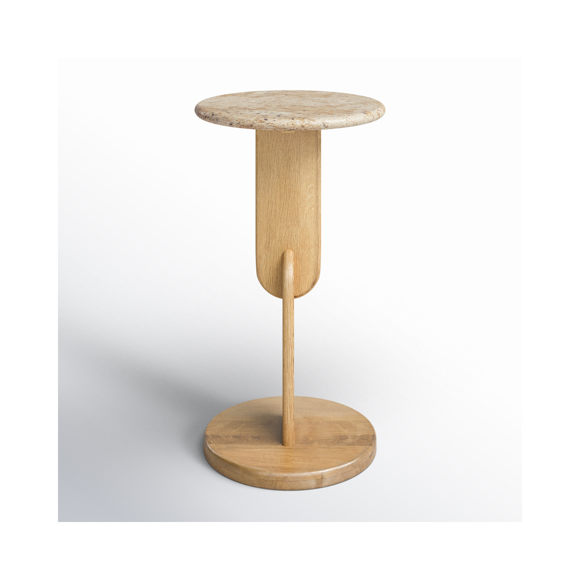 Kielle End Table, Travertine, Oak