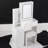 29.2" Small Size Left Bedside Cabinet Vanity Table + Cushioned Stool, Large Sliding, Touch Control, Tri-Color Switching, Brightness Adjust LED Mirror, High Capacity Storage, Suitable For Small Space-413439078